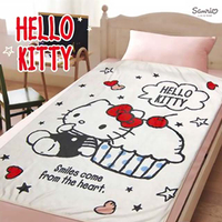 【任2件499】小禮堂 Hello Kitty 法蘭絨毛毯 100x150cm (米蛋糕款)
