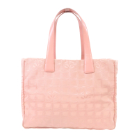 【二手名牌BRAND OFF】CHANEL 香奈兒 粉紅色 尼龍 New Travel Line Tote 手提包 銀扣