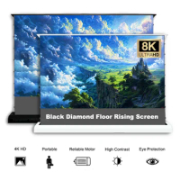 ALR Black Diamond 110 Inch Electric Tension Floor Rising Screen Rollable Projector Screen Curtain 4K HD