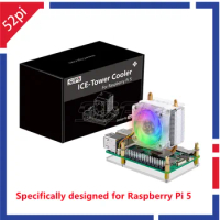 52Pi Raspberry Pi 5 ICE-Tower Cooler CPU RGB LED Light Cooling Fan Raspberry Pi 5 cooler