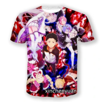 xinchenyun New Men/Women Anime Re:Life in a different world from zero 3D Printed Short Sleeve T-Shirt Fashion Sport T Shirt L47
