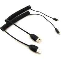 彈簧捲線充電線 手機 Micro USB 充電線 2入1組