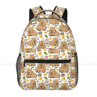 Yuzu Onzen Bath Casual Knapsack for Men Women Capybara Animal Student Books Backpack School Laptop Bag Soft Rucksack