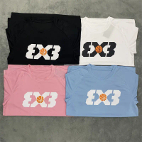 เสื้อยืดบาสเกตบอลแขนสั้นทรงหลวม 3x3 ระบายอากาศ แฟชั่นสำหรับผู้ชาย