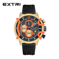 Extri New Gold Case Boy Student Men Style Silicone Sport Water Resistant Date High Quality Chronos Men Wrist Watches For Gifts