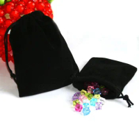 50pcs Black Velvet Drawstring Jewellery Gift Bag/Pouches 9x7cm Wedding Favour Christmas Jewelry Beads Wrapper Packaging Display