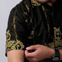DGM Kemeja Batik Pria Pendek Lapis Furing Premium Batik Puring | Batik Modern Motif Matahari Hitam 2