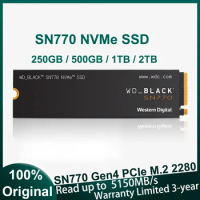 Western Digital WD_BLACK SN770 M.2 2280 NVMe SSD 4TB 2TB 1TB 500G Internal SSD Gaming Solid State Drive Gen4 PCIe for PC Desktop