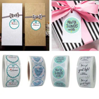 500pcs Blue Handmade with Love Round Sticker Pretty Things Inside Wedding Gift Box/bag Sealing Label DIY Decoration
