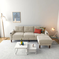 Living room upholstered combination sofa, L-shaped sofa with storage space footstool, 3-seater sofa lounge chair, and guest sofa