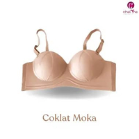 Chelyne BH Seamless Premium VE86 Push Up Bra HalfCup Tanpa Kawat Penyangga. Size 38/85 Coklat Mocca
