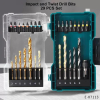 Makita Impact Twist Drill Bits 29 PCS Set wood working tools and accessories Metal drill bit set For power tool Cordless drill