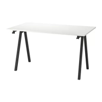 TROTTEN 書桌/工作桌, 白色/碳黑色, 140x80 公分
