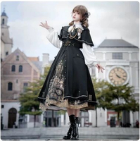 BAJU KOSTUM COSPLAY DRAGON OF TIME DARK ACADEMY LOLITA DRESS WITH CAPE VINTAGE GOTHIC Ukuran M
