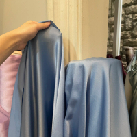 Kain Satin maksmara maxxmarra Silk Original warna Biru Pastel Blue Biru Wardah Harga Setengah meter