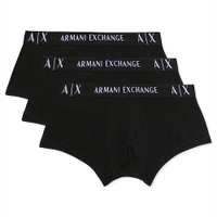 Armani Exchange 男合身四角字母內褲3件裝(黑色)
