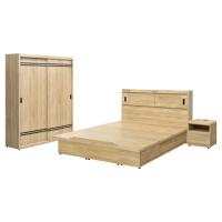 【IHouse】品田 房間4件組 雙大6尺(床頭箱、收納抽屜+掀床底、床頭櫃、衣櫃)