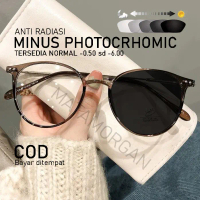 Kacamata Lensa Normal Minus Photocromic Anti Radiasi Anti Blue Light Bluecromic Frame Bulat oval  Ke