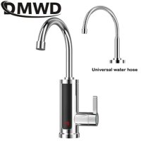 Electric Instantaneous Heating Faucet Double Handle Tankless Water Heater Tap Instant Kitchen Faucet LED Display Universal Pipe