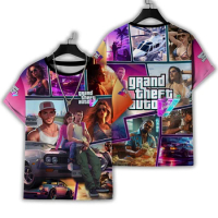 New Grand Theft Auto Ⅴ Tops Cool Game GTA5 T Shirt Men Women Fashion Summer Short Sleeve Graphic GTA V Tee Streetwear Clothes