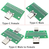 USB 3.1 Type-C Male Female PCB Test Board Connector 2.54mm Pitch 24 Pin USB 3.1 Plug Socket Data Charging Interface Connector