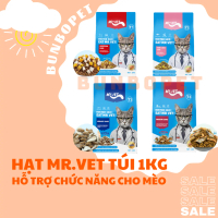Hạt Cho Mèo Mr.Vet Túi Nguyên 1kg - Hạt Mr Vet Topping 3 Loại Thịt Sấy Khô