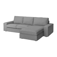 KIVIK 三人座沙發附躺椅, tibbleby 米色/灰色, 280x163x83 公分