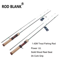 Rod Blank 1.43M 2 Setions Spinning Casting Trout Fishing Rod Wood Reel Seat Fuji Guide 3A Cork Grip Stream Fishing Rod