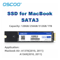 OSCOO 18 Pin M.2 SATA3 Macbook Internal Hard Drive Disco 1tb SSD for Upgrade 2010-2011 Year MacBook Air A1370 A1369 Apple SSD