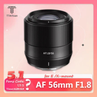TTArtisan AF 56mm F1.8 Large Aperture Camera Lens for Portrait Photography with Sony E Fujifilm XF Mount XS10 XS20 zve10 a7rIII