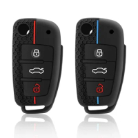 Silicone Car Key Cases Cover Fob For Audi A1 A3 A6 C5 C6 Q3 Q2 Q7 TT TTS R8 S3 S6 RS3 RS6 A4 Accessories Keychain Portachiavi