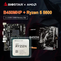 AMD New Ryzen 5 5600 R5 5600 + BIOSTAR New B450MHP GAMING Motherboard 3.5 GHz AM4 DDR4 32GB AMD B450 Micro ATX Gamer placa mae