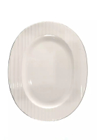 FELLI Qualitier Premium Fine Porcelain Platinum Rim Oval Platter 13.5" - Aqua