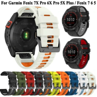 22mm 26mm Quickfit Watchband Strap For Garmin Fenix 7 7X 6X 6 Pro 5X 5Plus 965 3HR Watch Band Epix Pro Gen 2 Silicone Wristband