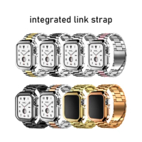 stainless steel strap For apple watch band 44mm 45 mm 42mm 41mm 40 44 Protector case+metal bracelet iwatch series 3 4 5 6 se 7 8