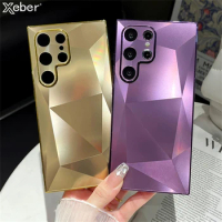 Glitter Holographic Laser Plating Diamond Pattern Phone Case For Samsung S24 Ultra S23 Plus S22 A73 A53 A34 A54 Shockproof Cover