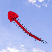 【888ezgo】7米長大紅蜈蚣造型風箏（全配/附150米輪盤線）
