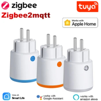 Homekit Tuya Smart Zigbee 3.0 Power Plug 16A EU Outlet 3680W Meter Remote Control Work With Zigbee2mqttt