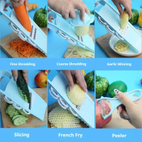 5 In 1 Kitchen Slicer Vegetable Slicer Multi Blade Potato Vegetable Cutters Julienne Shredder V5Q8