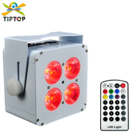 TIPTOP Remote Control Wireless Battery LED Par 4x18W RGBWA+UV 6 in 1 LED Flat Par Light China Manufacturer White TP-B0418B