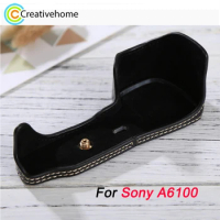 1/4 inch Thread PU Leather Camera Half Protective Case Base For Sony Alpha 6100 / A6100 Mirrorless System Camera