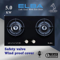 ELBA Glass Hob Stove Cooker EGH-N8822G(BK) TRIPLE RING BURNERS 5.0kW Windproof Cover Cast Iron Pan S