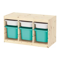 TROFAST 收納組合附收納盒, 染白松木 白色/土耳其藍, 93x44x53 公分