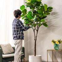 Bionic Green Plant Pot Ficus Lyrata Fake Trees Plant Indoor Living Room Floor Imitative Tree Landscape