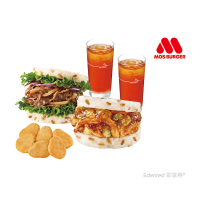 【MOS 摩斯漢堡】C159超級大麥海洋珍珠堡+超級大麥燒肉珍珠堡+6個摩斯雞塊+大杯冰紅茶2杯(好禮即享券)