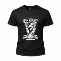 T-Shirt Kapas Bersaiz Besar Uniseks Cetakan Grafik Rekaan Trofi Bola Sepak Piala Dunia 2026 Pertama