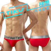 TIKU 梯酷 ~金屬質感腰帶 親膚彈性棉三角男內褲 -紅 (RM1863)