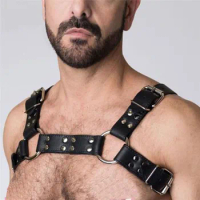 High quality Gay Fetish Sexy PU Leather Harness Men Adjustable Body Bondage Lingerie Chest Harness Belt Erotic Gay Clothes