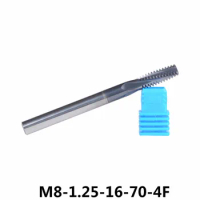 Tungsten Carbide Thread End Mills 1pc/M8-1.25-16-70-4F Thread End mills, Thread Milling Cutter For Metric 1.25mm Pitch