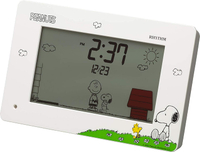 【日本代購】Rhythm 史努比鬧鐘有趣動作數字時鐘日曆白色8RDA79MS03 10x16.2x4.5厘米